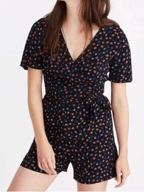 Madewell Wrap-Front Romper in Prairie Posies